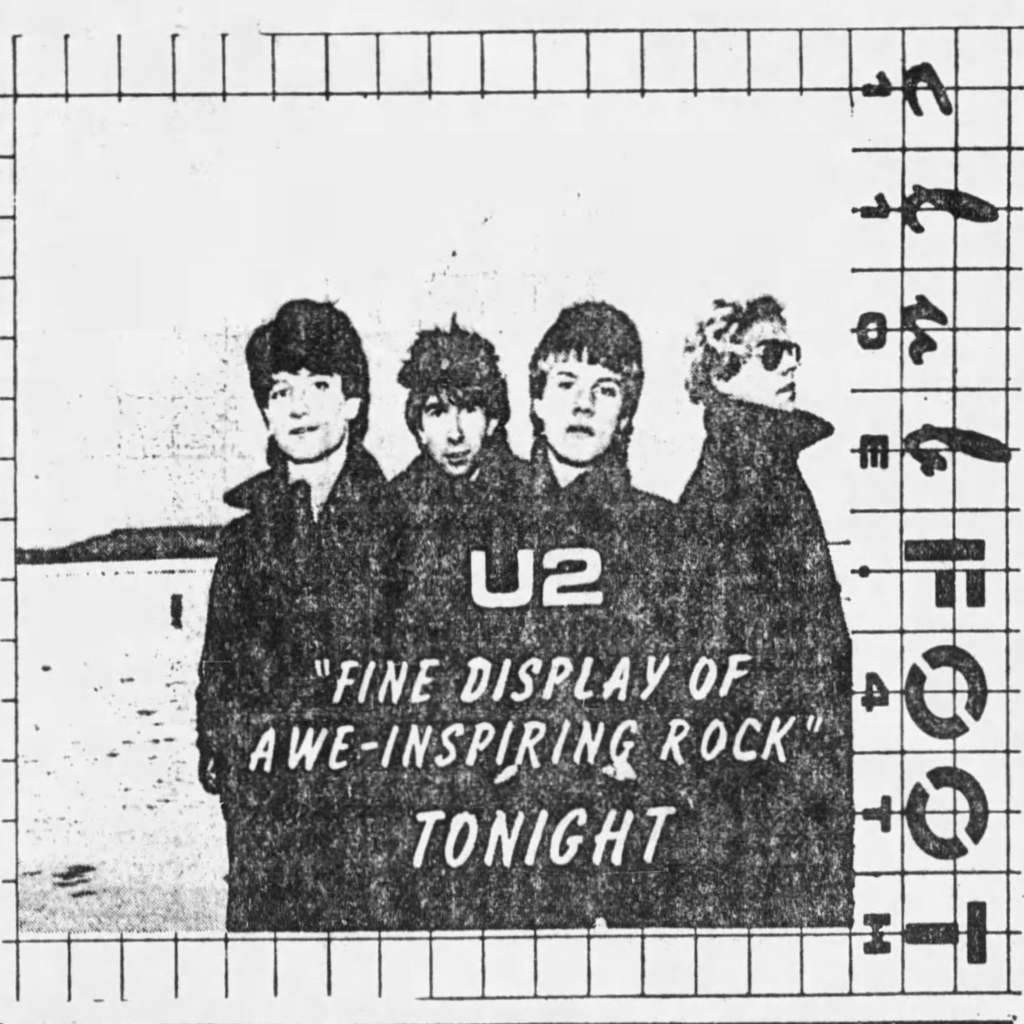 U2 advert for concert at the Club Foot Austin Texas 1981