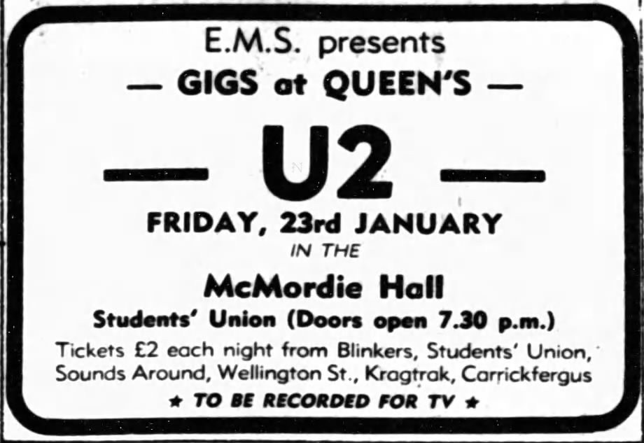 Queen's University presents U2 in concert Boy Tour 1981