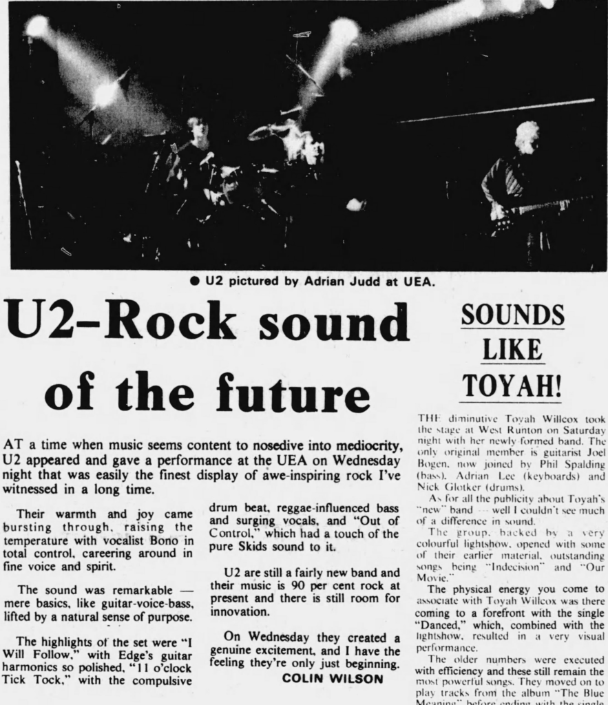 U2 review of concert at University of East Anglia