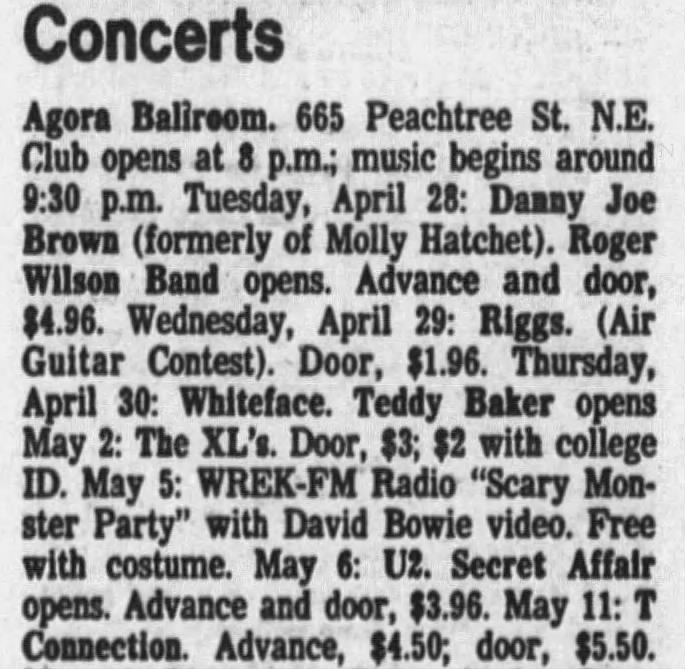 I think this listing is incorrect as Secret Affair were an English mod band. Also a later listing has Freewheel as the support band.