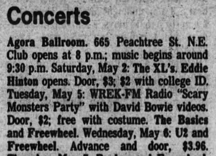 On this later listing Freewheel are the support band