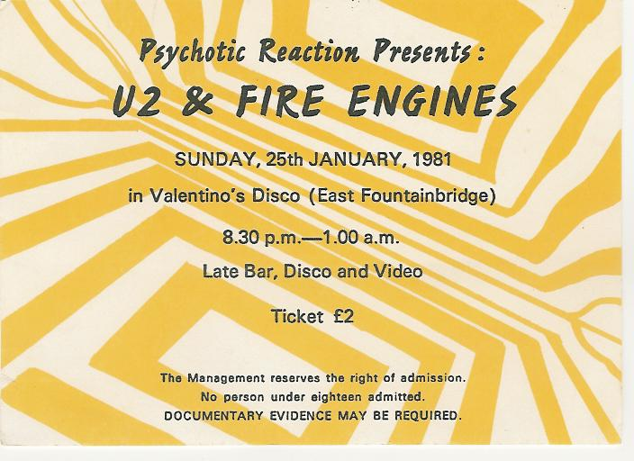 U2 and Fire Engines at Valentino's Edinburgh