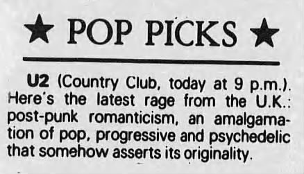 Pop Picks U2 at the Reseda Country Club