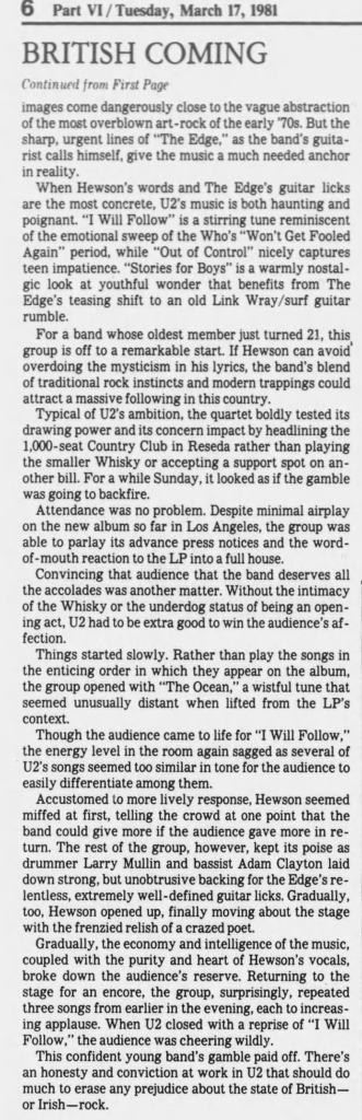 Part two of the U2 Country Club review from Reseda