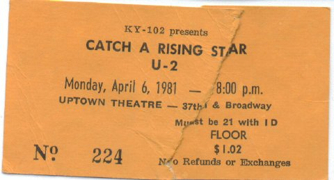 Catch a rising Star U2 1981 boy tour concert ticket