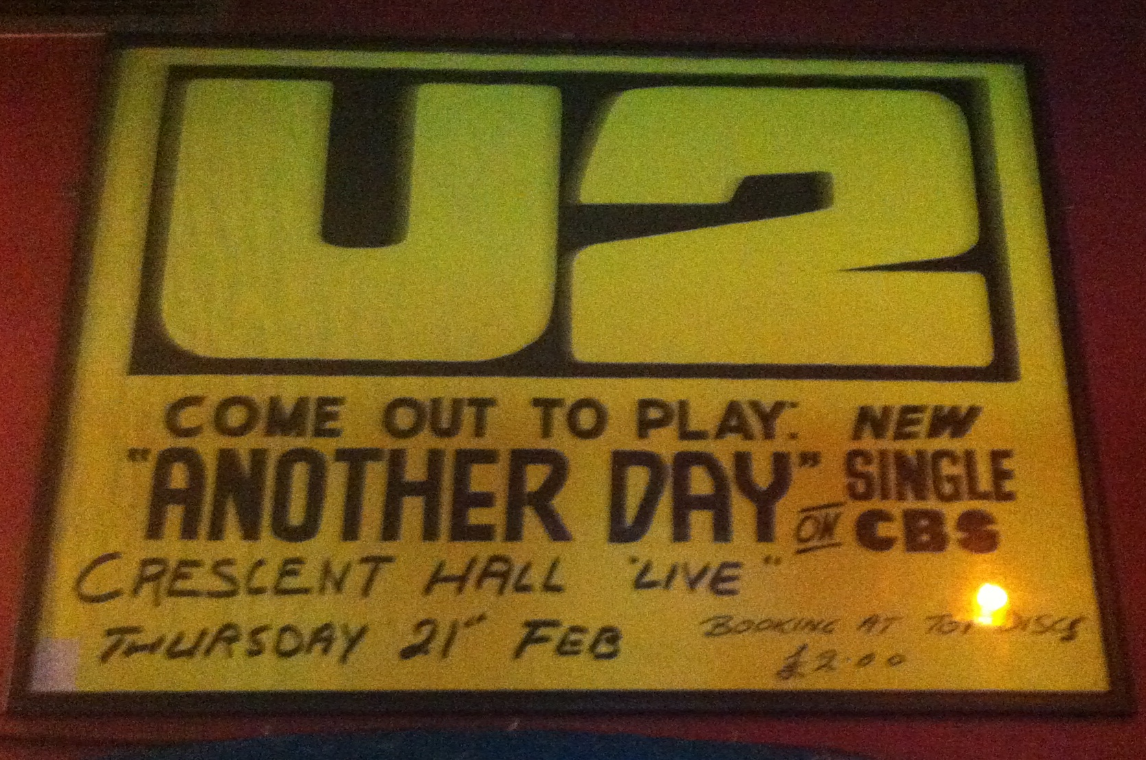 As part of their 1980 Come Out To Play tour 1980 U2 play the Crescent Hall Limerick