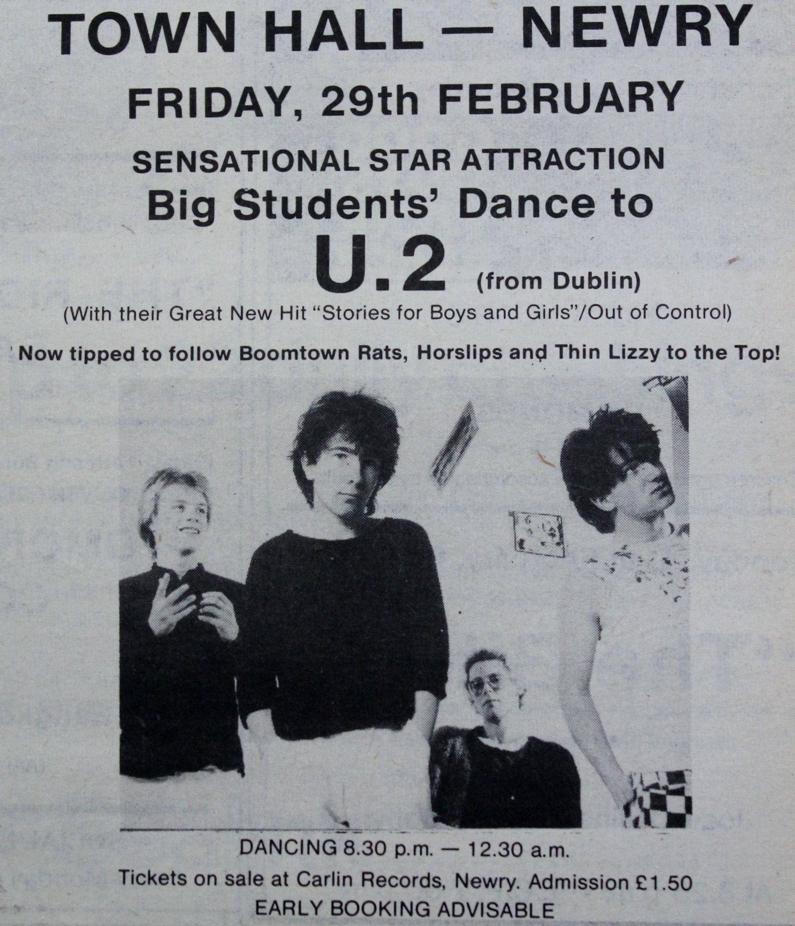 U2 play a concert in Northern Ireland as part of their 1980 Come Out To Play tour