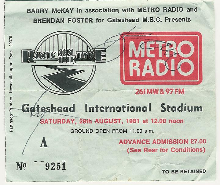 Rock On The Tyne Festival concert ticket