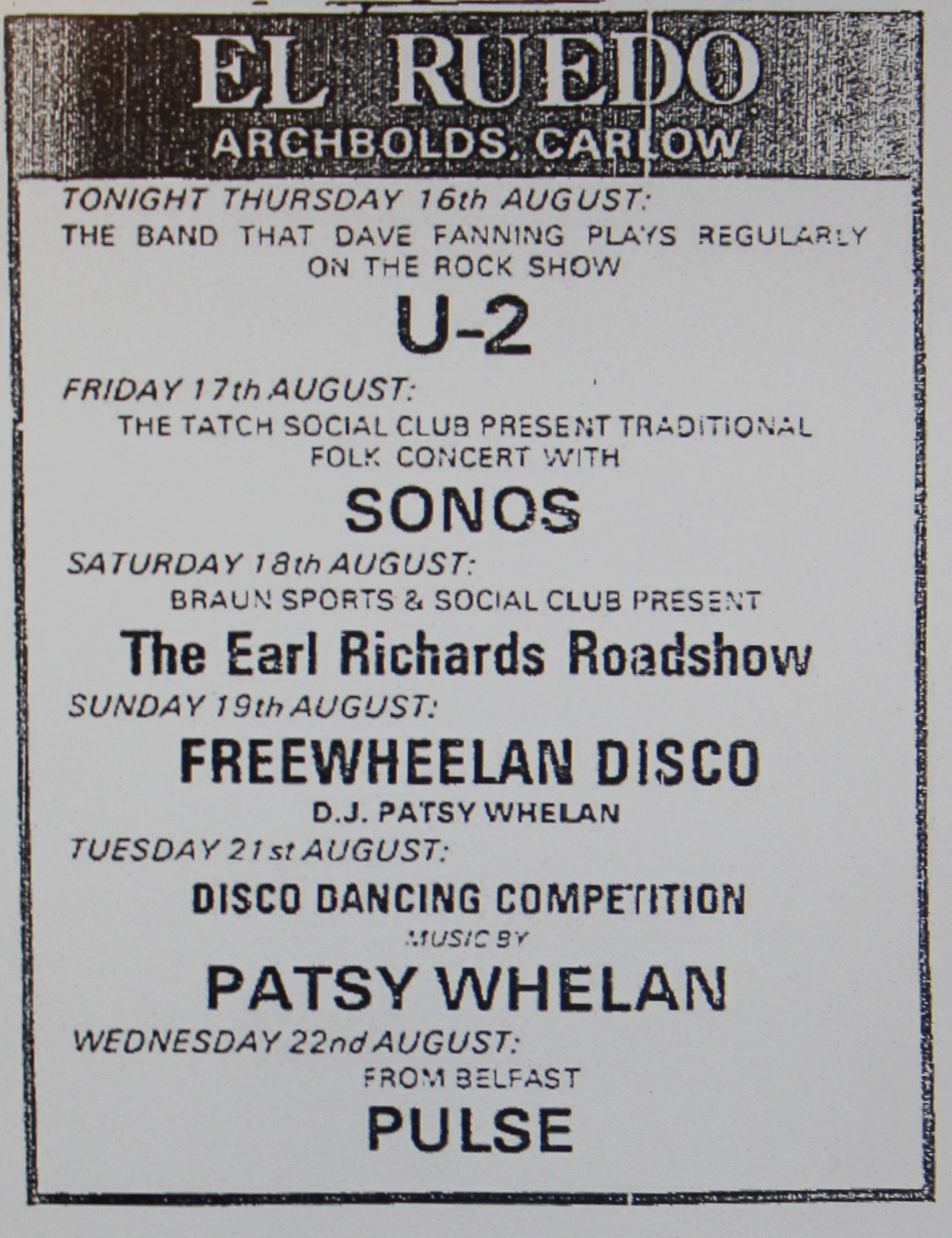U-2 from the Dave Fanning Rock show