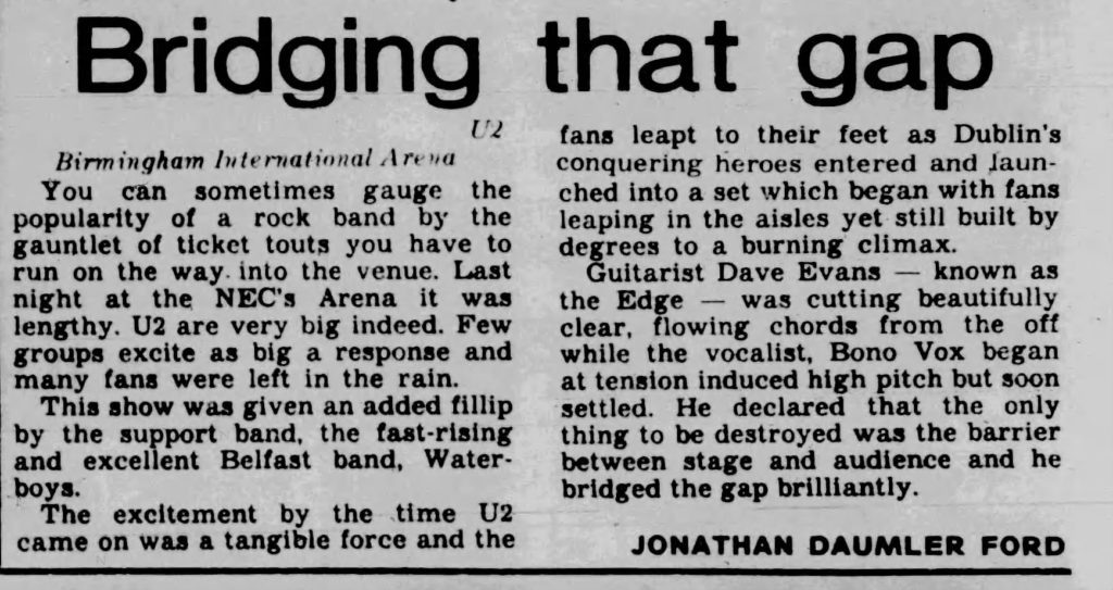 U2 concert review from the Birmingham Evening Mail