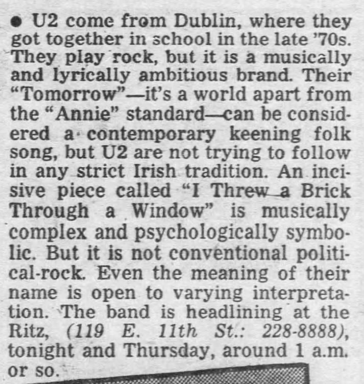 U2 at the Ritz New York Wednesday & Thursday