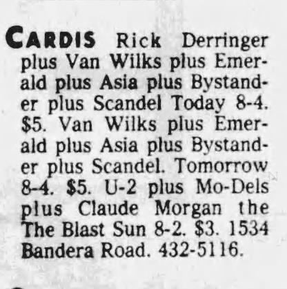 Mo-Dels, Claude Morgan, The Blast Sun and U2 all for $3.00