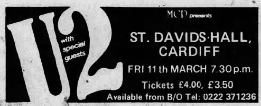 U2 at St David's Hall Cardiff 1983