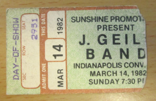 J. Geils Band and U2 1982 concert ticket stub
