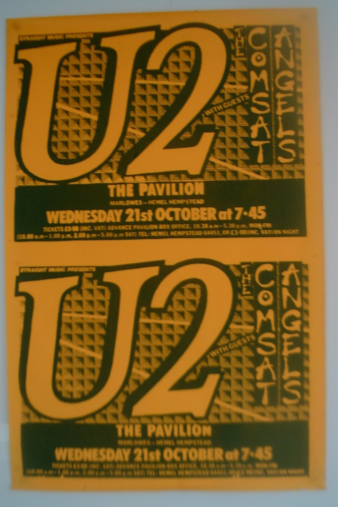 U2 October tour flyer for Hemel Hempsted concert