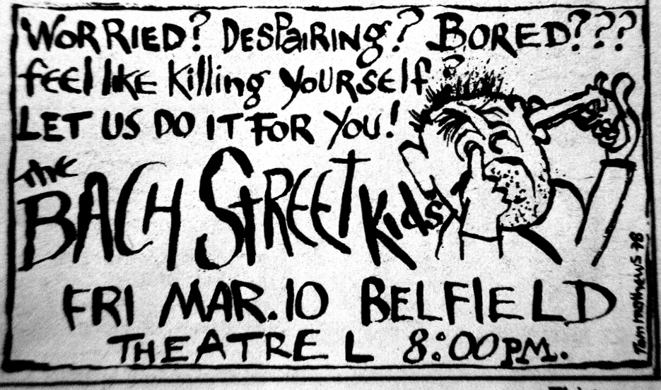 Drawing by Tom Mathews 1978 Hot Press advert